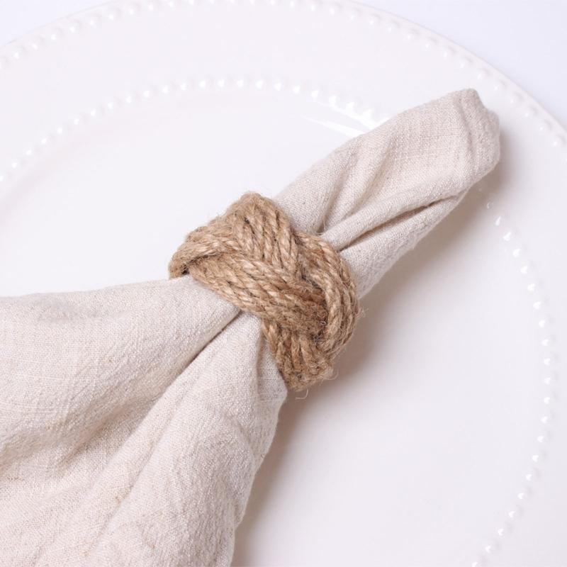 Natural Fiber Napkin Holders For Weddings And Festival Gatherings Elegant Handwoven Jutes Rope Napkin Rings