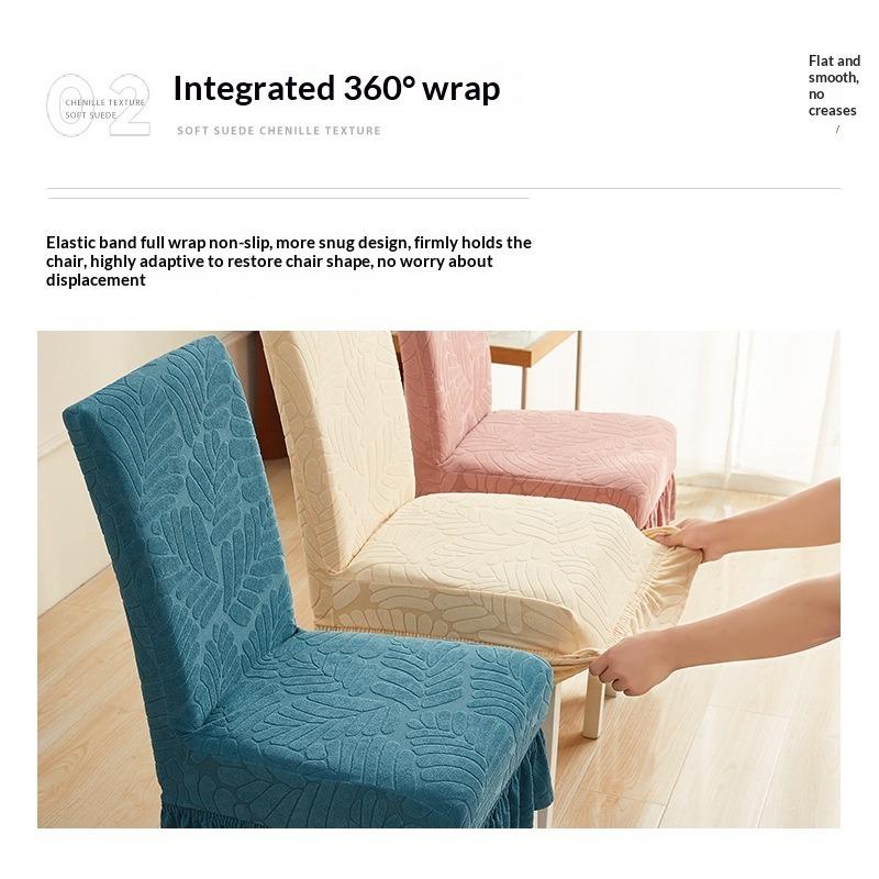 Dining Table Chair Cover Cushion Chair Back Cover Integrated Chair Cover Swastika Universal Thickened Elastic Stool Cover Set Household