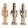 Unfinished Nutcracker Soldier Figure Unpainted Nutcracker Soldier Wooden DIY Nutcracker Figurine for Christmas Decoration Craft