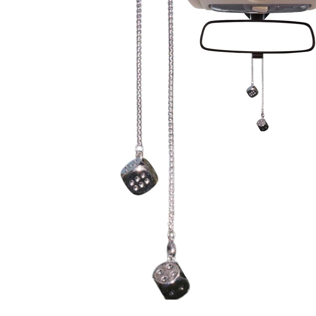 Dice Car Hang Ornaments, Dice Car Rearview Mirror Pendant, Metal Dice Shaped Pendant, Dice