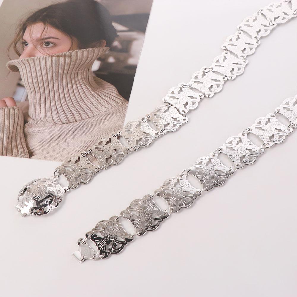 Carved Flower Waist Chain Body Jewelry Belly Dance Waist Belt Simple Metal Body Chain  Beach