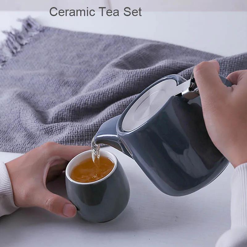 Japanese Ceramic Teapot with Stainless Steel Strainer  Filter Exquisite   for Puer  Oolong Kung Fu Tea Set