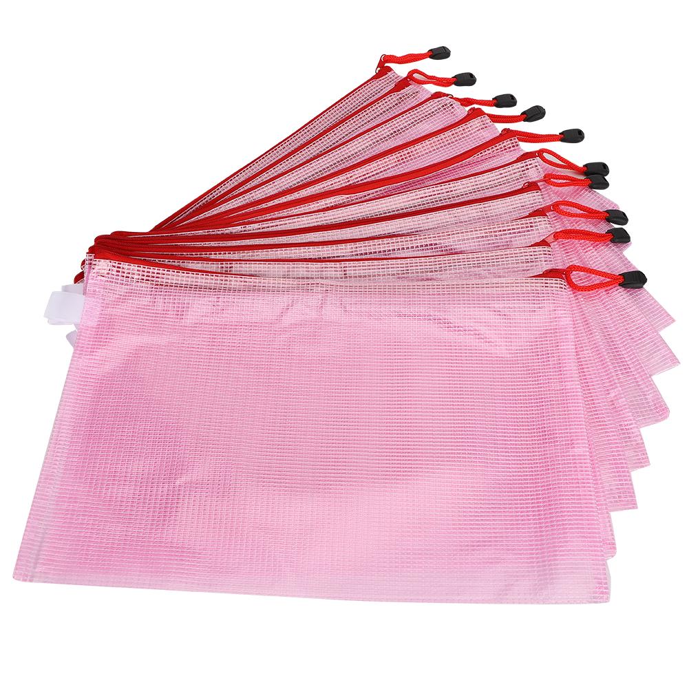 10pcs Mesh   Bag   File Folder PVC Transparent Information Pack Document
