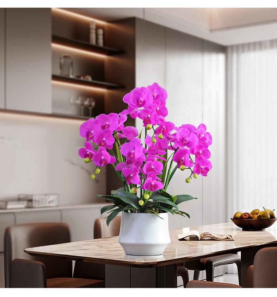 Haptik-PU Phalaenopsis Künstliches Blumengesteck für Wohnzimmer TV-Schrank Deko