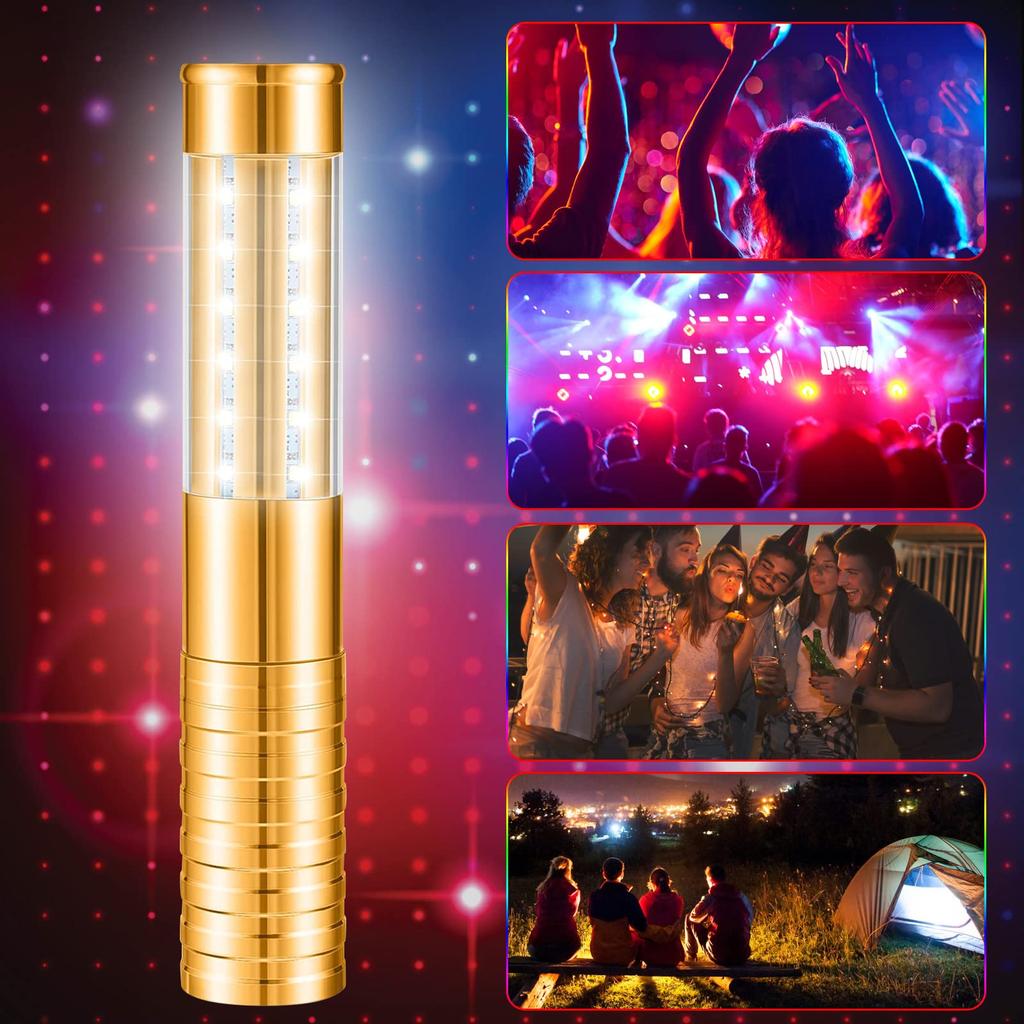 2 LED stroboskopické tyčinky, Ruční světlo ve tvaru šampaňské lahve (Zlato)