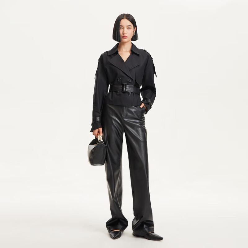 

VEROMODA Women s Double-breasted Lapel Belted Short Jacket M