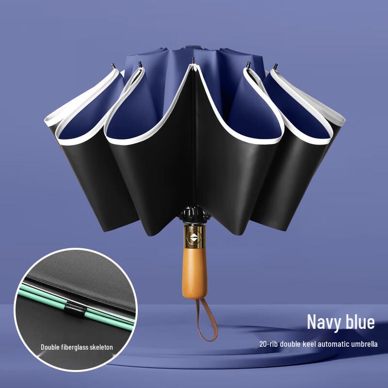Xuqing 10-Rib Automatic Reverse Black-Coated Sun/Rain Umbrella
