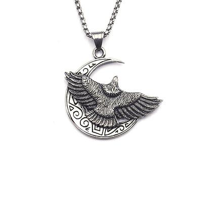 Hiphop Hip Hop Trend Personality Moon Flying Eagle Titanium Steel Stainless Steel Necklace Pendant For Men And Women