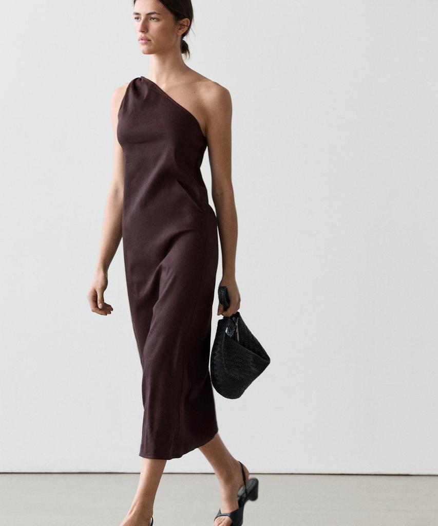 Masimodutti Asymmetrical Linen Blend Dress