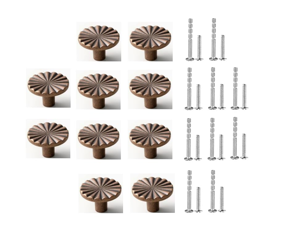 10 Pack Gold Cabinet Knobs, Zinc Alloy Drawer Knobs Kitchen, Retro Brushed Dresser Knobs Round Hardware Handles Knobs for Kitchen Bathroom Cupboard.