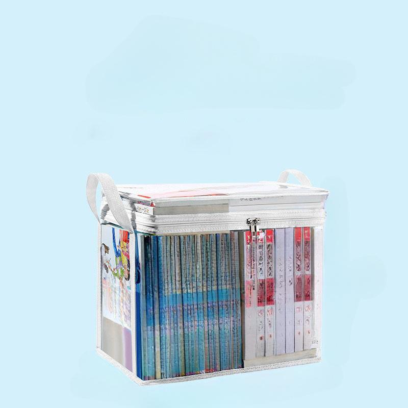 Коробка для организации книг, студенческая классная комната, общежитие, складная, портативная, прозрачная, бытовая, большой емкости, сумка для хранения учебников белый