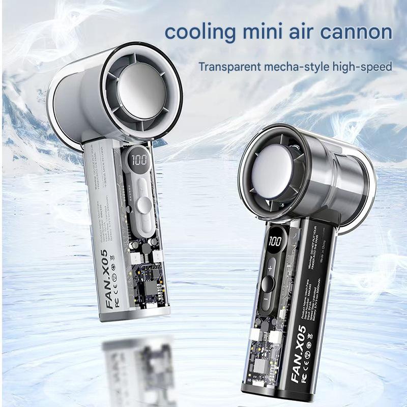 USB Rechargeable Handheld Fan Transparent Ice Cooling Powerful Breeze Portable Mini Fan Summer Cooling Gadget