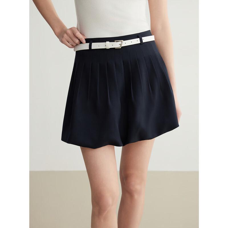 ELLE Women s Navy Color-block Belted Tulip Mini Skirt M