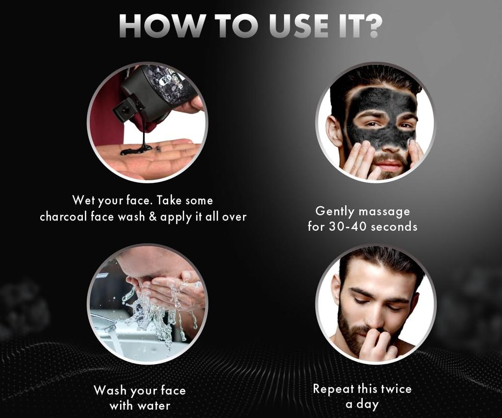 UrbanGabru Charcoal Face Wash For Men Deep Pore Cleansing Daily Cleanser For Clear Looking Skin 120 Gm Pack Of 1