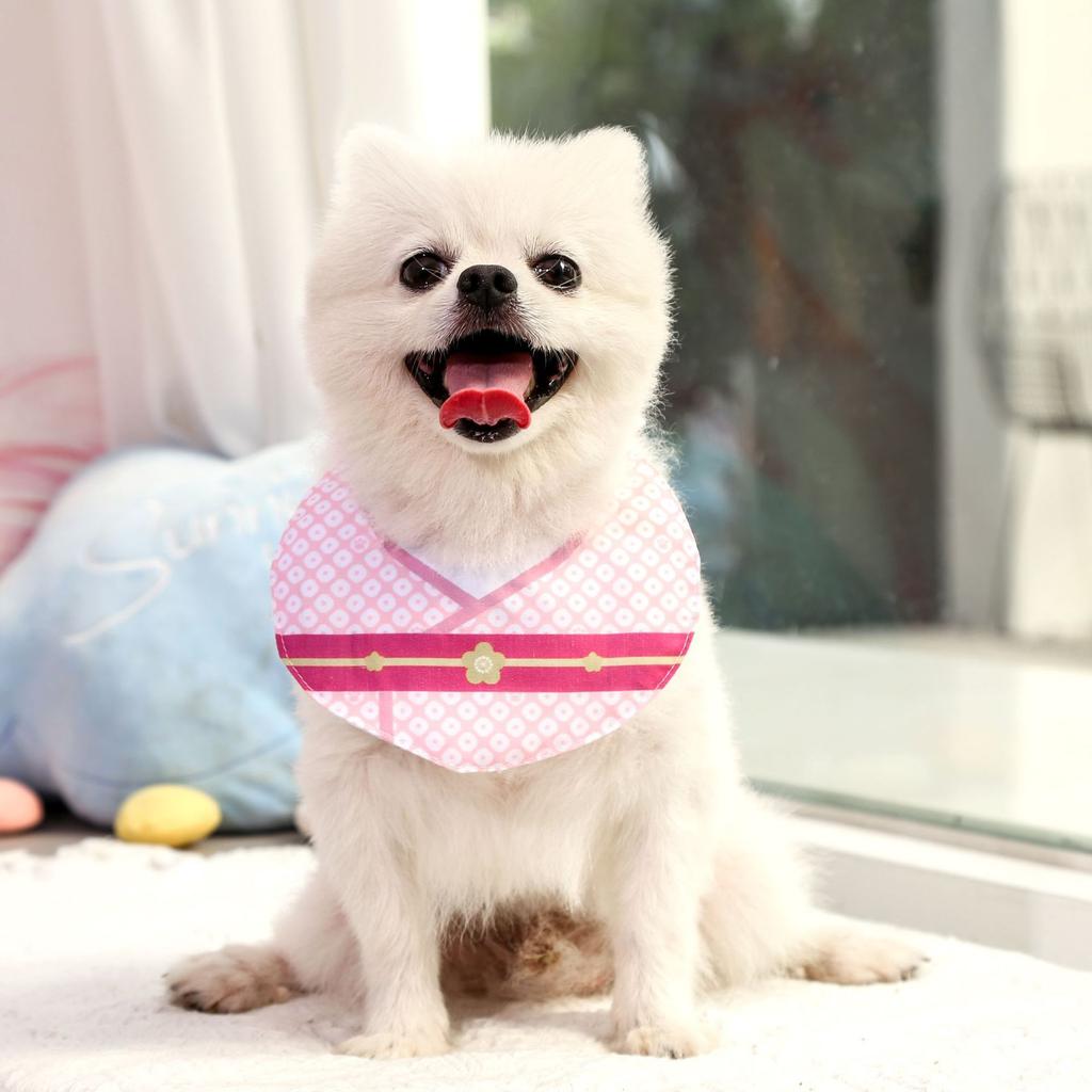 Dog Cat Saliva Towel Pink Blue Double-sided Printed Bichon Spring Summer Autumn Scarf Supplies Pet Clothes Decoration Supplies