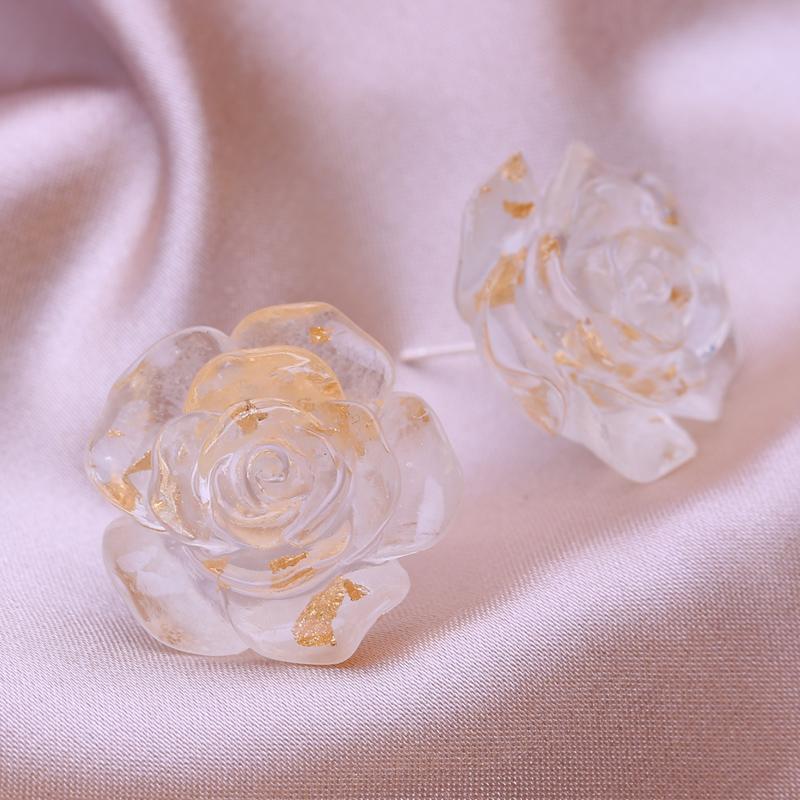 KNIKOO Brincos de flor rosa para mulheres moda flor brincos jewerly para presentes de festa de casamento brincos