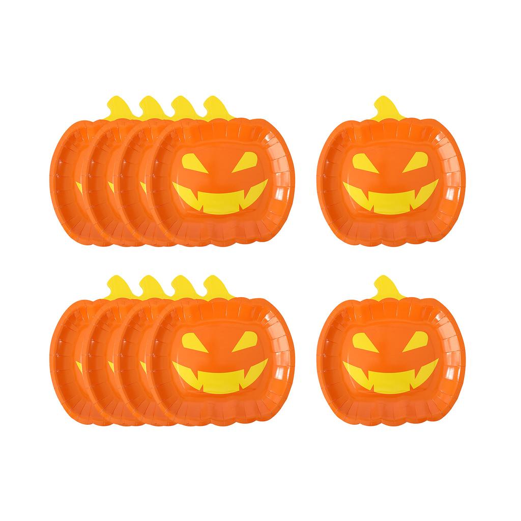 10 Pieces/set Halloween Pumpkin Paper Plate Tray Home Decor Dinner Plate Home Party Dining Room Decoration 2 Sizes