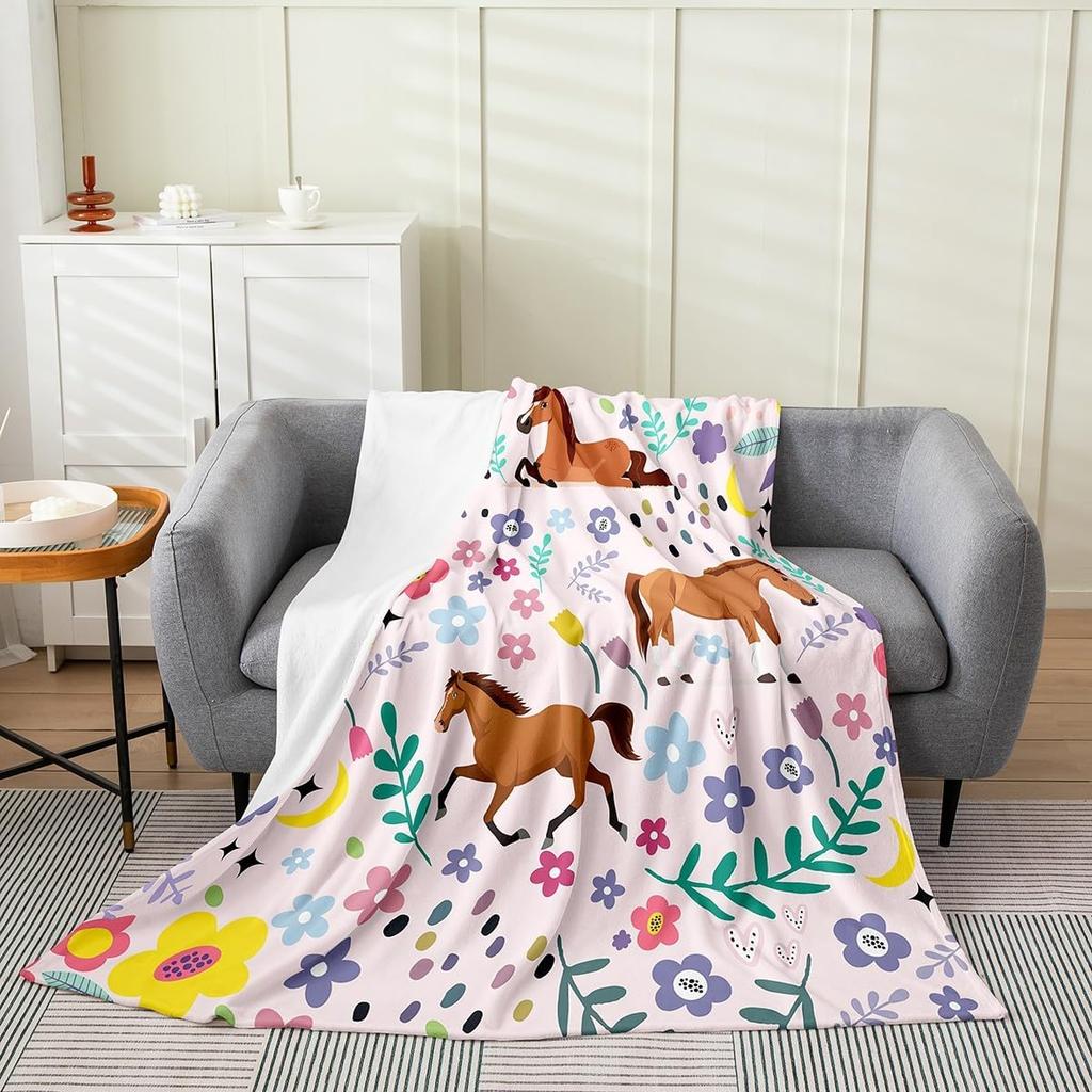 Erosebridal Floral Sloth Flannel Blanket for Kids Pink Cartoon Kawaii Sloth Throw Twin x Inch Fuzzy Garden Tulip Sofa Blanket