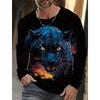 Vintage pánské tričko s dlouhým rukávem Košile s 3D potiskem Móda Zvířecí Leopard Grafika Oblečení Topy s rukávy Muži Oversized Streetwear