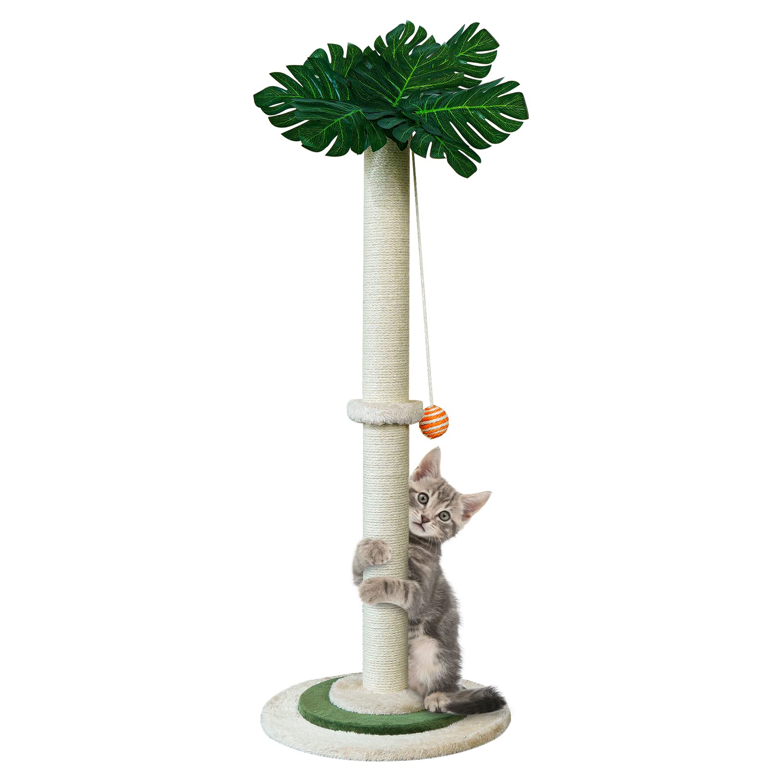 

YUCHONG Cat Scratching Post, Cat Toy, Natural Sisal with Pom-Pom Cat Teaser, Durable and Stable, Prevents Furniture Destruction, Relieves Lack of