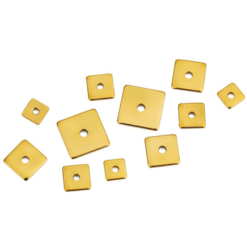 30pcs PVD Never Fade Stainless Steel Spacer Beads 4 5 6 8 Mm Thin Triangle Square Beads For Necklace Bracelet Diy Jewelry Making
