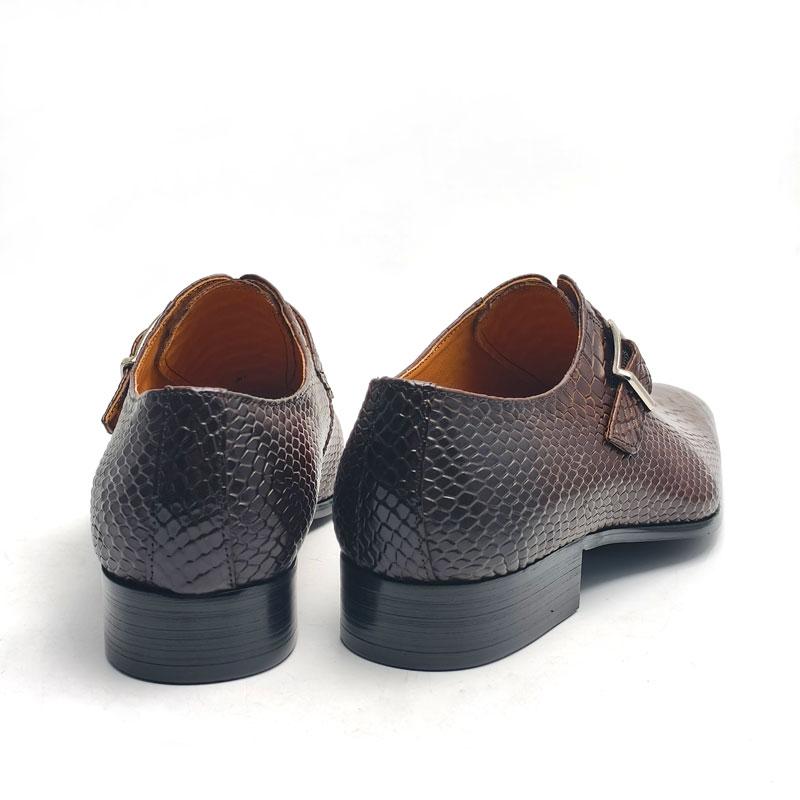 Fashion New Men's Leather Shoes Comfortable Handmade Oxford Casual Business Monk Style Serpentine Printing Luxury Fashion Dress Man Shoe