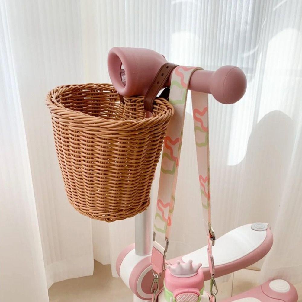 Retro Woven Front Riding Basket 7 Styles Children's Bicycle Scooter Basket