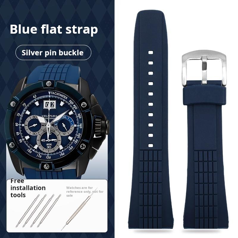 26mm Blau Gebogenes Silikon Uhrenarmband Für Seiko VELATURA/SRH 006 013 SPC007J1 SNAE17 Herren Sport Gummi Uhrenarmband Zubehör