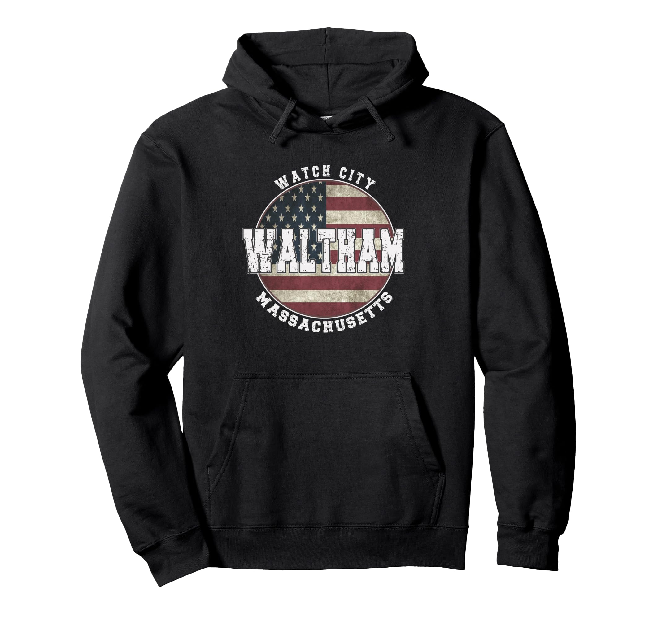 

Waltham, Massachusetts, Vintage American Flag Hoodie