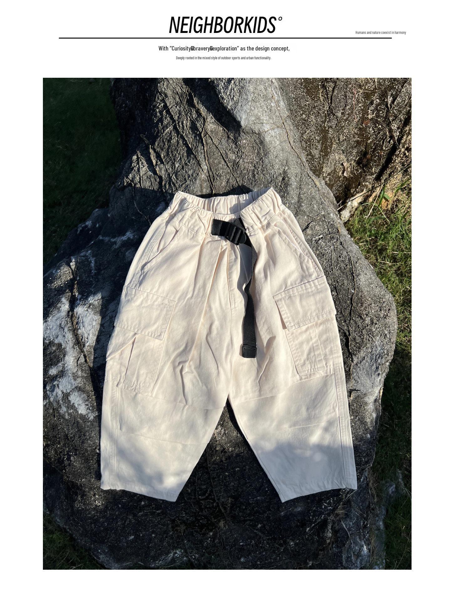 

2025 Autumn Kids Japanese Straight-Leg Loose Cotton Cargo Pants 120 cm абрикосовый