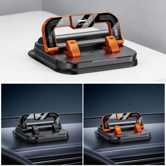 Mobile Phone Holder 360 Degree Rotation Multi-angle Phone Stand Stable Suction Cup Anti-Slip Dashboard Mount with Parking ID Plate Holder