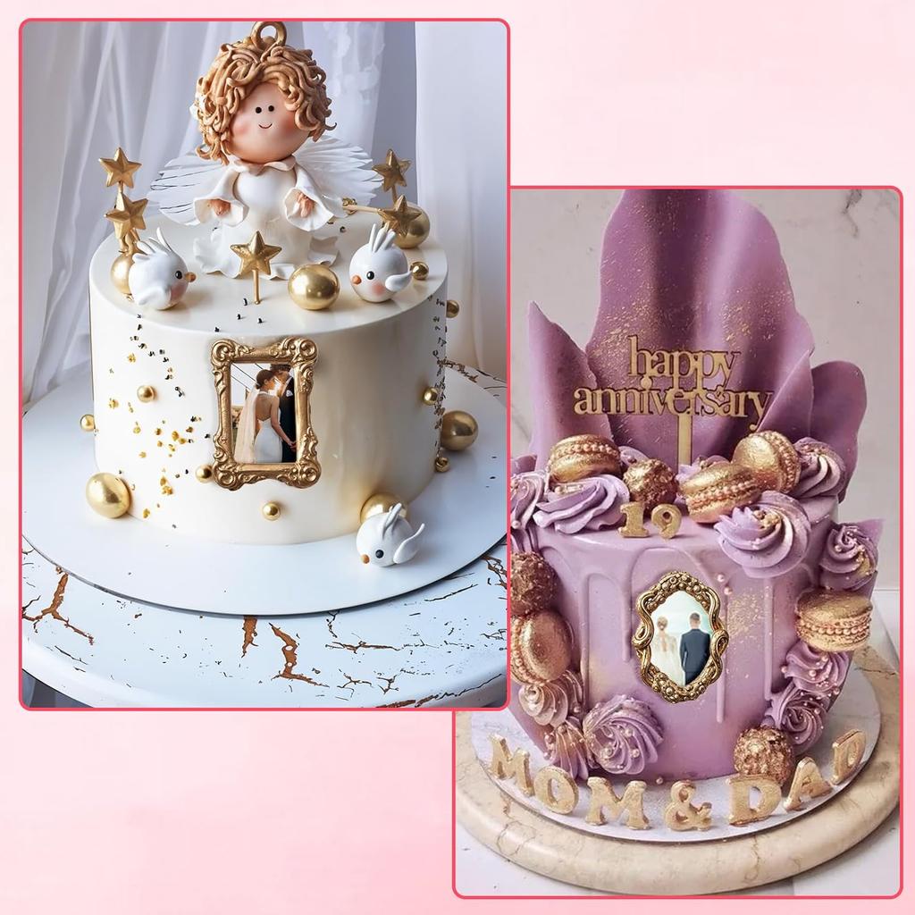 Giantree 4Pcs Frame Fondant Mold, Chocolate Silicone Mold, Baroque Style Candy Picture Frames Polymer Clay Molds, Resin Photo Frame Fondant Mold for