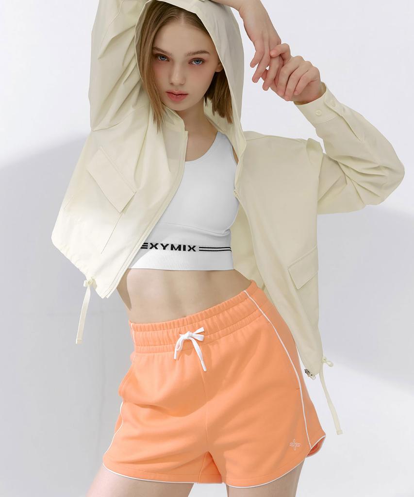 XEXYMIX Color Block Piping Curve Shorts Sweet Orange Xfk2Ps1103