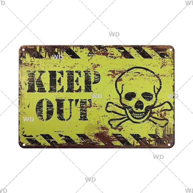 CautionCharm Vintage Metal Plaque - Warn Slogan Design - Great for Door, Factory & Home Wall Decor - Retro Caution Sign Poster