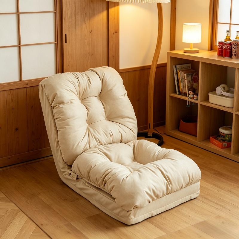 Reclining Single Lazy Sofa Chair, Bed-Like Backrest Folding Sofa for Bedroom, Balcony Tatami & Outdoor Use