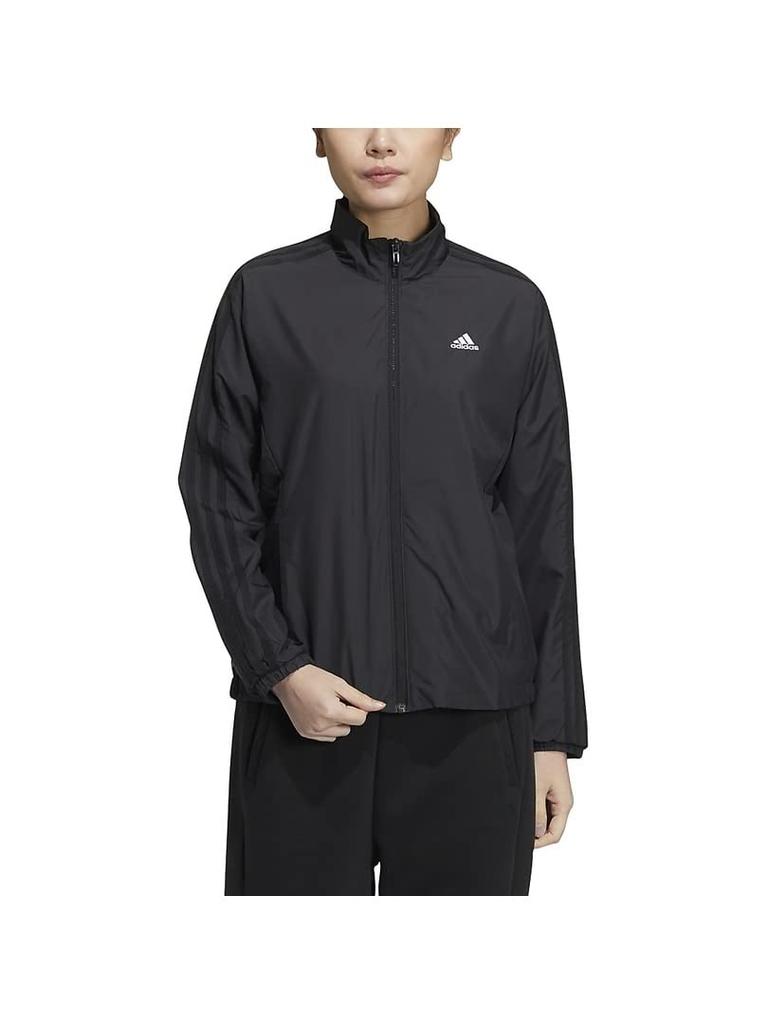 Adidas WI008 Jersey Regular Fit Windbreaker Size M Women's Top, 3-Stripes, Jacket, Black/Black (HM2802),