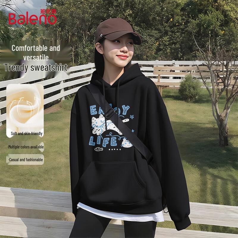 Baleno Women's Letter Cat Hooded Sweatshirt