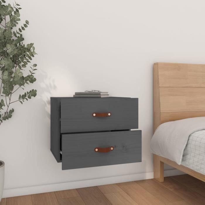 820980 vidaXL Table de chevet murale Gris 50x36x40 cm