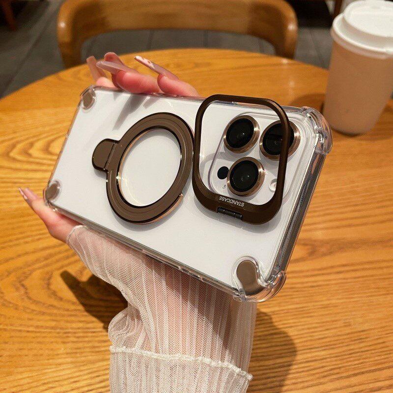 

Magnetic iPhone 17 Pro Max Case: Transparent, Drop-Proof, Dual Bracket, Mirror Film iPhone 17 Pro