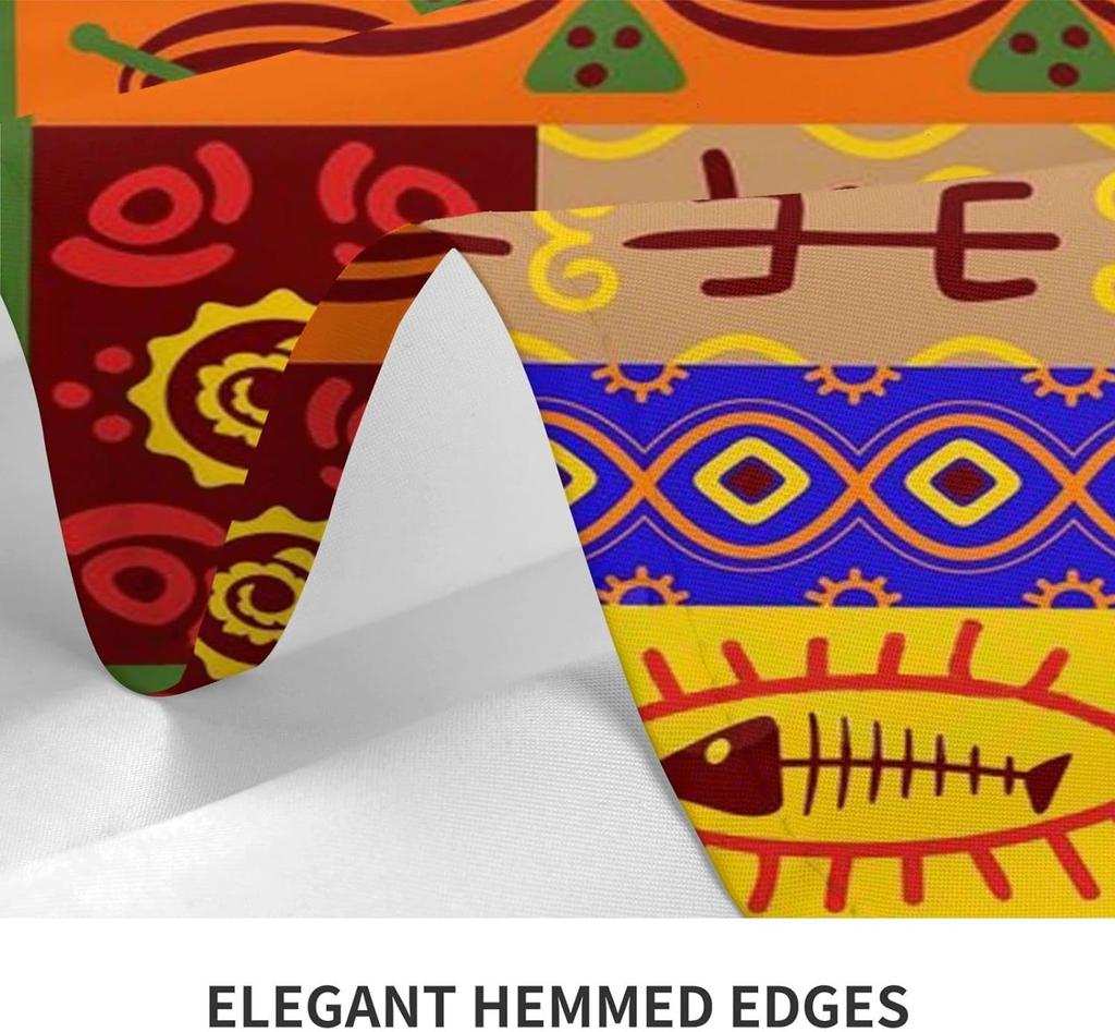 African Tribal Print Rectangle Tablecloth Holiday Party Decoration Washable Farmhouse Kitchen Table Cloth for Dining Party Decor