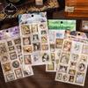 Yuxian Antique Collection: Embossed Oil Painting Stickers - Retro European Style, Journal Decoration, 2 Sheets, 4 Designs.