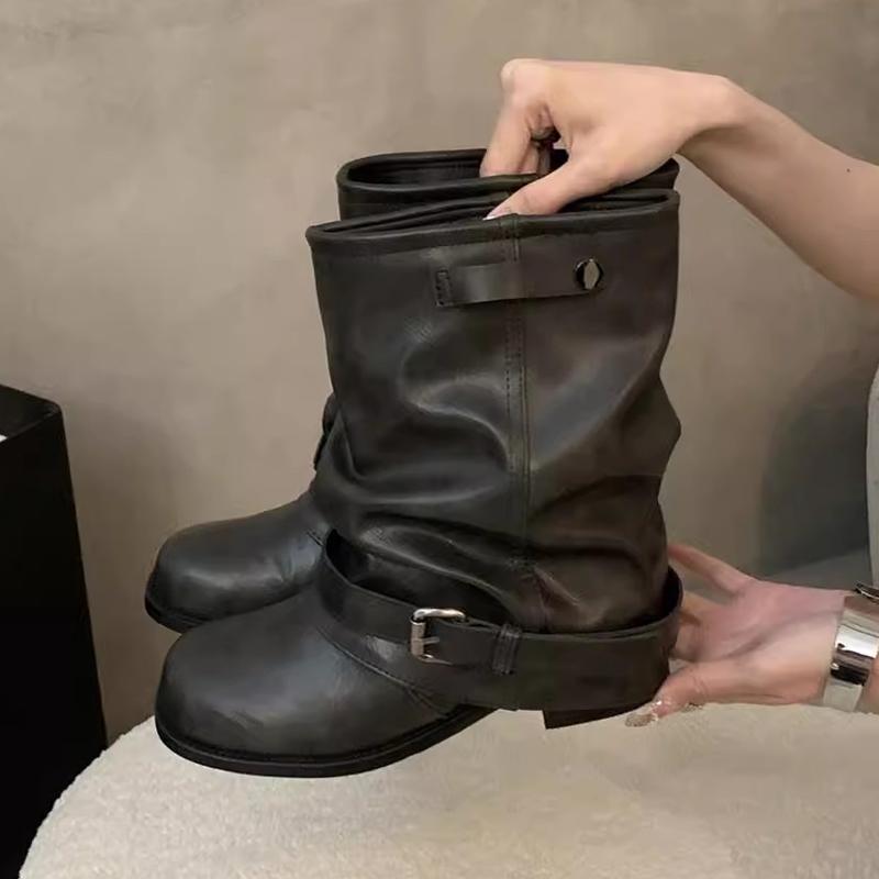 Women Ankle Boots Suede Designer Shoes New Casual Winter Heeled Boots 2025 Winter Cozy Luxury Motorcycle Botas De Mujer