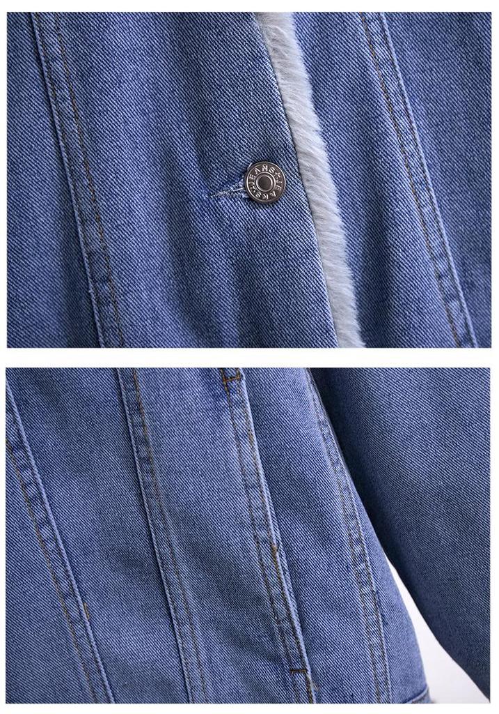 Extra Large Winter Plus Velvet Denim Jacket - Thickened Casual Cotton Coat for Sizes 200/300 Jin