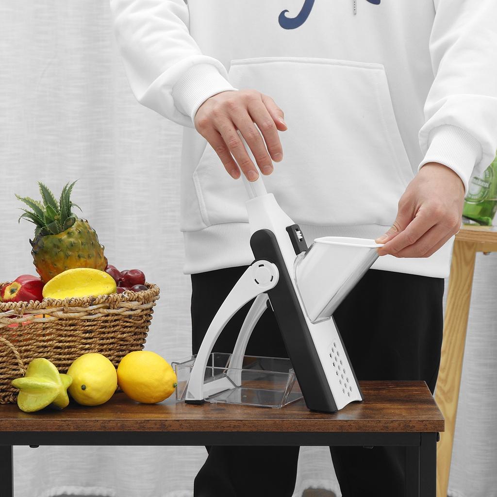 Black/Green I66131 Multifunction Vegetable Slicer French Fries Cutter Meat Chopper Kitchen Slicer Salad Chopper Potato Slicer Cooking Gadgets