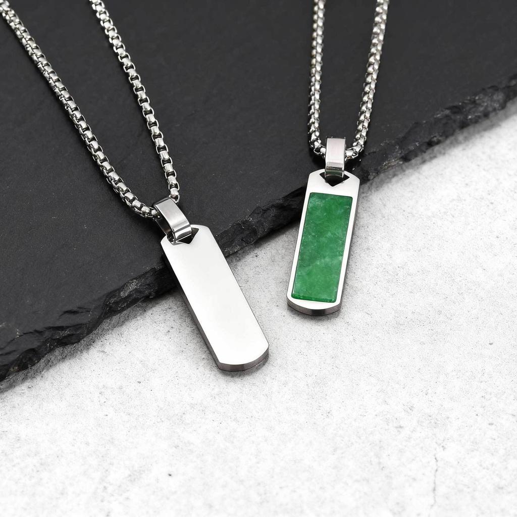 Men's Fashion Necklace with Lapis Lazuli Agate Drip Stainless Steel Chain Pendant and Charms for Men and Women