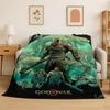 Retro God of War Game Kratos Flannel Blanket Soft Warm Throw Blanket for Bedroom Living Room Bed Travel Camping Picnic Gift