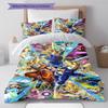 Juego de Ropa de Cama con Estampado de Dibujos Animados Colcha Funda de Colcha Funda de Almohada Decoración del Hogar Regalo de Cumpleaños (1 * funda nórdica + 2 * fundas de almohada, sin núcleo)
