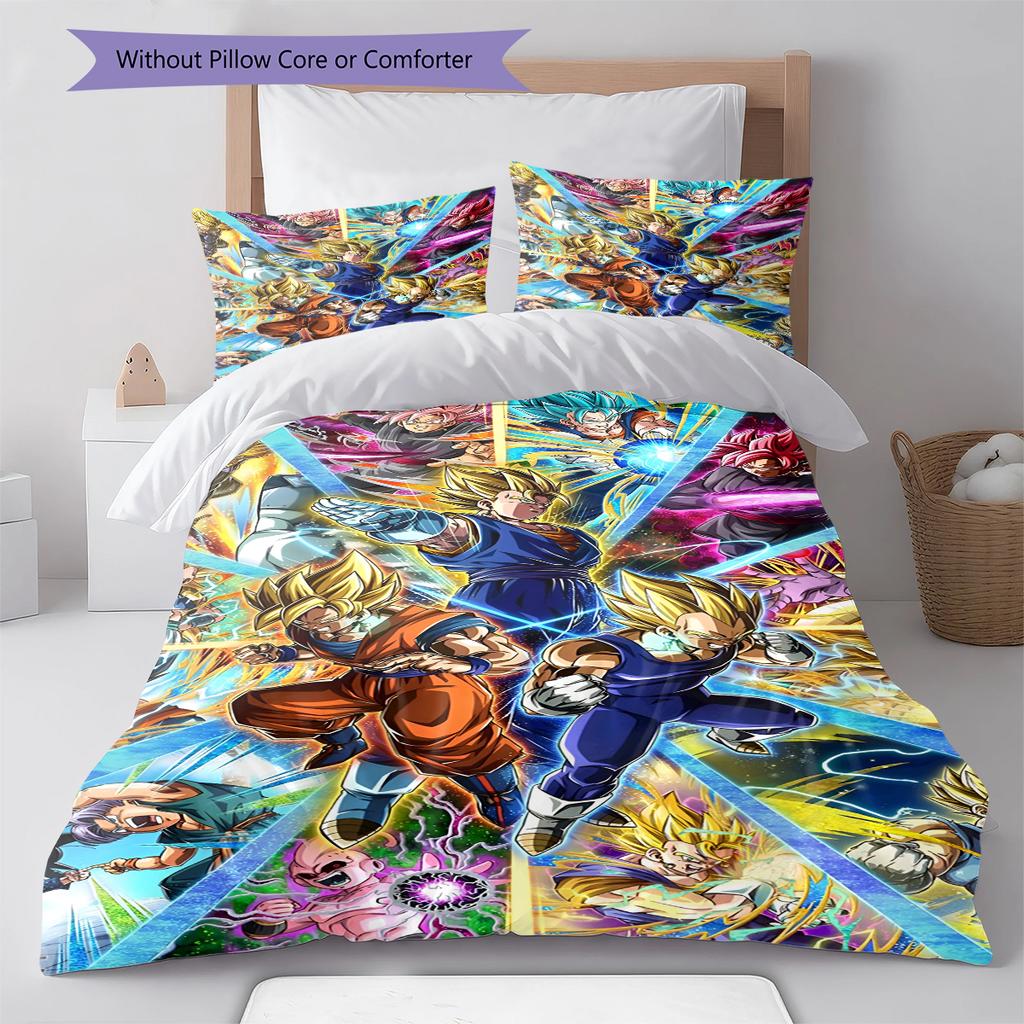 Juego de Ropa de Cama con Estampado de Dibujos Animados Colcha Funda de Colcha Funda de Almohada Decoración del Hogar Regalo de Cumpleaños (1 * funda nórdica + 2 * fundas de almohada, sin núcleo)