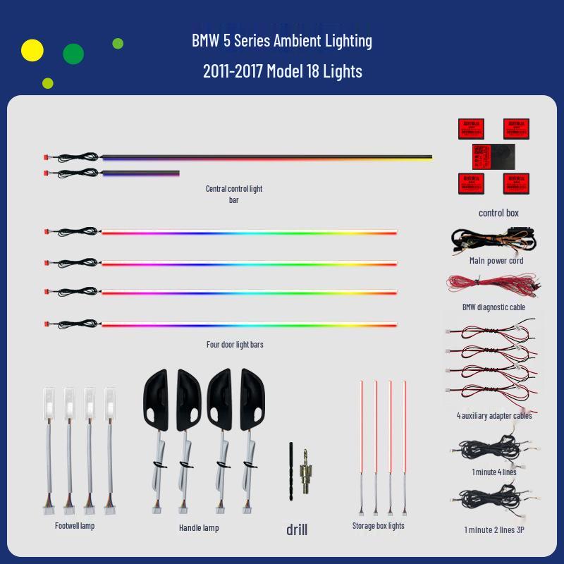 BMW Série 5 (F18/F10) Kit de Iluminação Ambiente para Carro 2011-2017