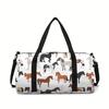 Mala de Viagem Grande Capacidade com Desenho de Animal Cavalo para Meninos e Meninas Melhores Presentes Sacola de Viagem Cartoon 2D Bolsa de Mão para Crianças